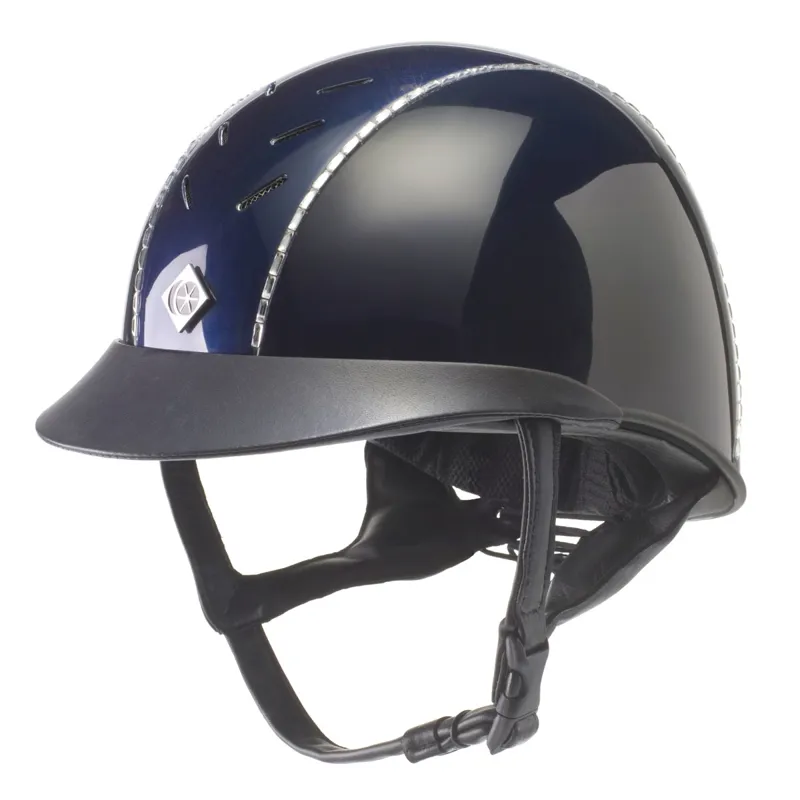 Charles Owen AyrBrush Reflection Riding Hat - Navy/Crystal