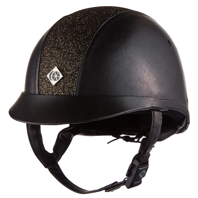 Charles Owen eLumen8 Riding Hat Black Leather/Black Gold Glitte