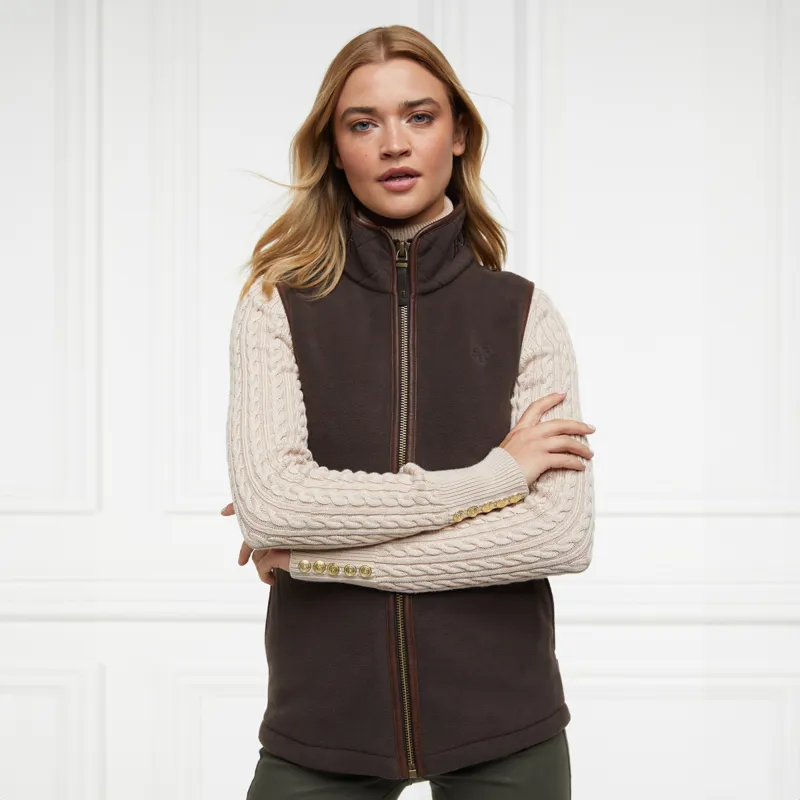 Holland Cooper Country Fleece Womens Gilet - Chocolate-3