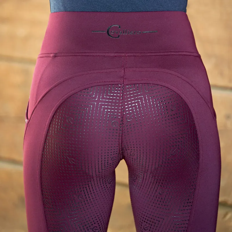 Covalliero Full Grip Ladies Winter Riding Tights Aubergine