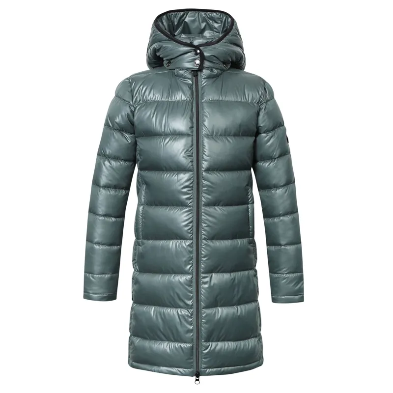 Covalliero High Collar Junior Girls Long Quilted Jacket - Jade Green