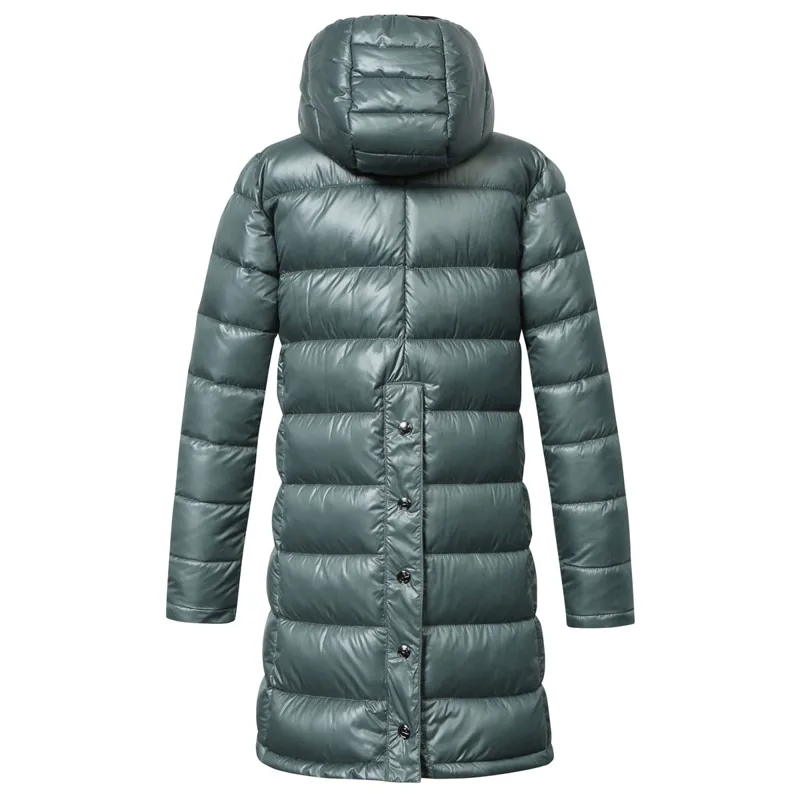 Covalliero High Collar Junior Girls Long Quilted Jacket - Jade Green-1