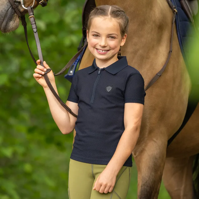 Covalliero Mesh Junior Polo Shirt - Dark Navy-5