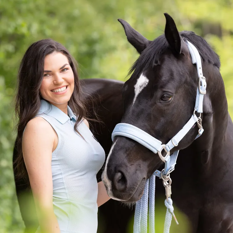 Covalliero Mesh Ladies Sleeveless Polo Shirt - Light Blue-3