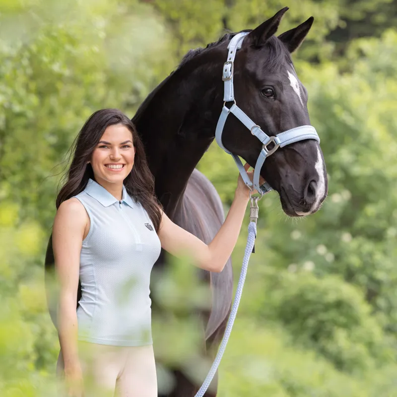 Covalliero Mesh Ladies Sleeveless Polo Shirt - Light Blue-4