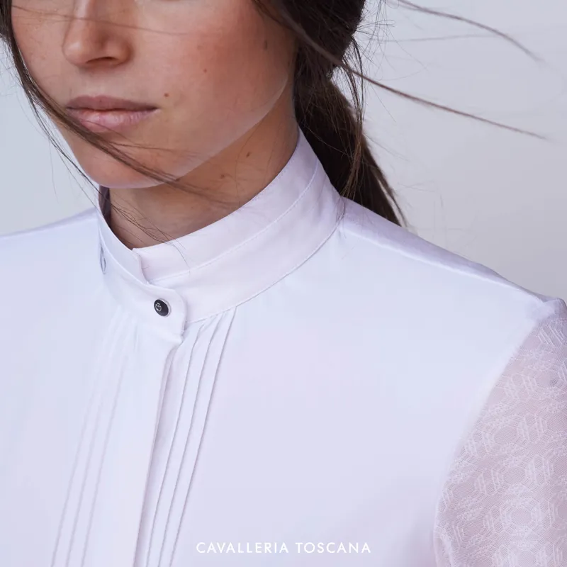 Cavalleria Toscana Transparent Sleeve Ladies Competition Shirt - Whit-3