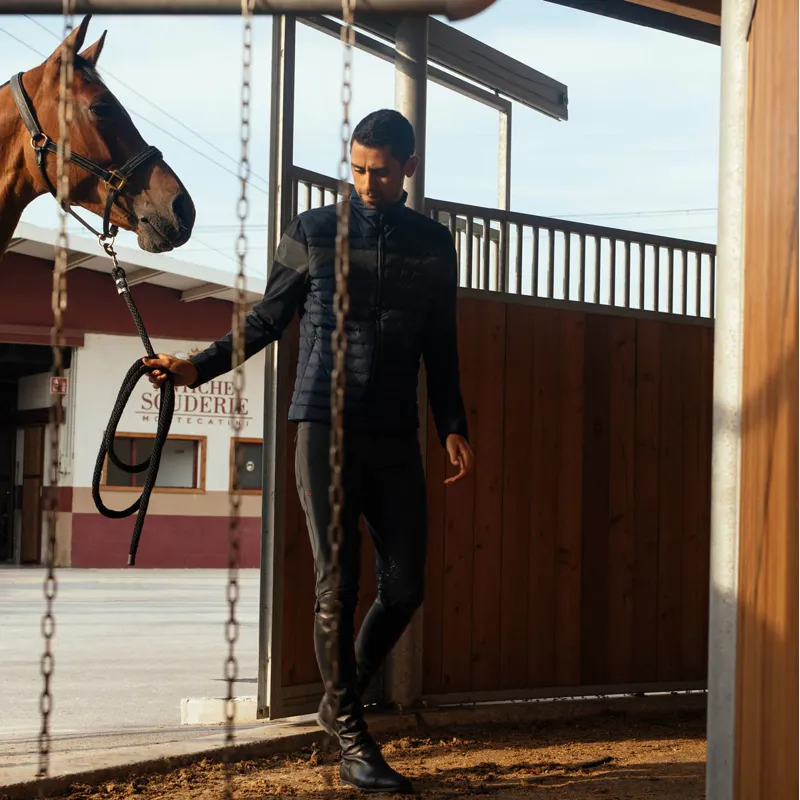 Cavalleria Toscana Nylon/Jersey Quilted Mens Jacket - Blue/Grey-2