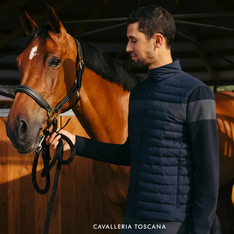 Cavalleria Toscana Nylon/Jersey Quilted Mens Jacket - Blue/Grey-3