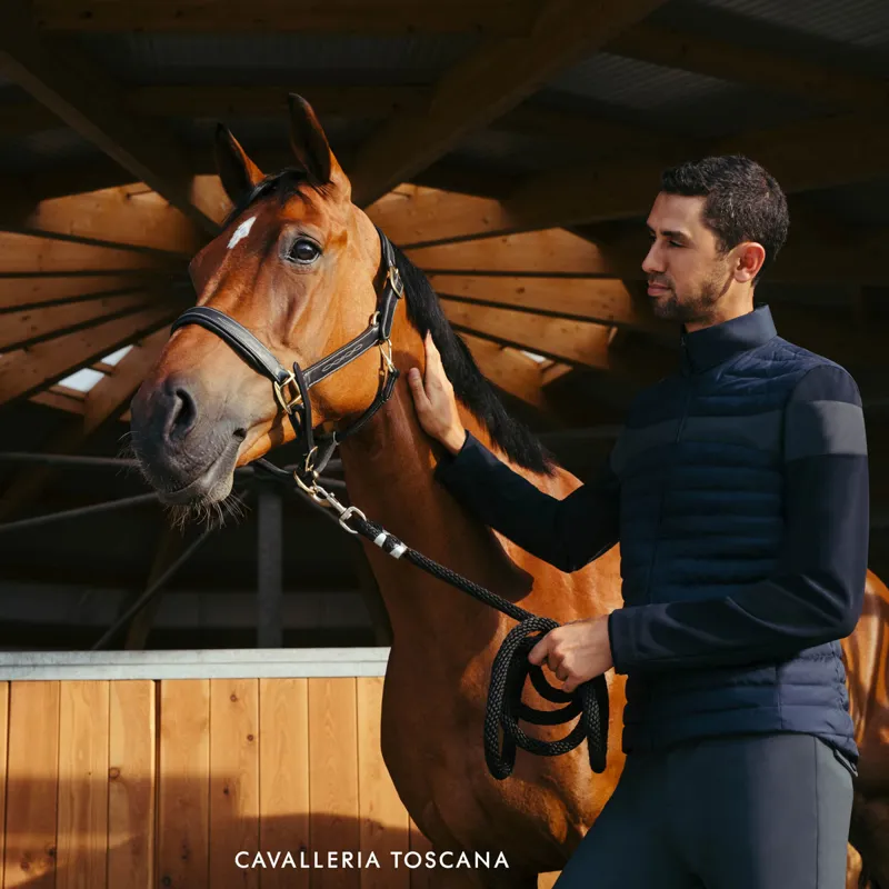 Cavalleria Toscana Nylon/Jersey Quilted Mens Jacket - Blue/Grey-4