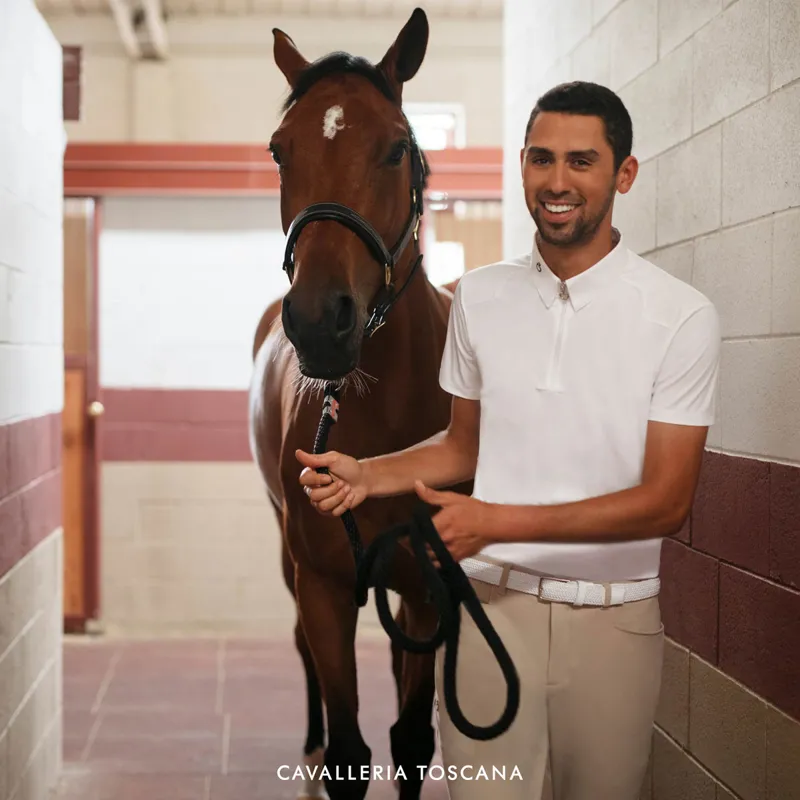 Cavalleria Toscana Tech Zip Neck Mens Competition Shirt - White-3