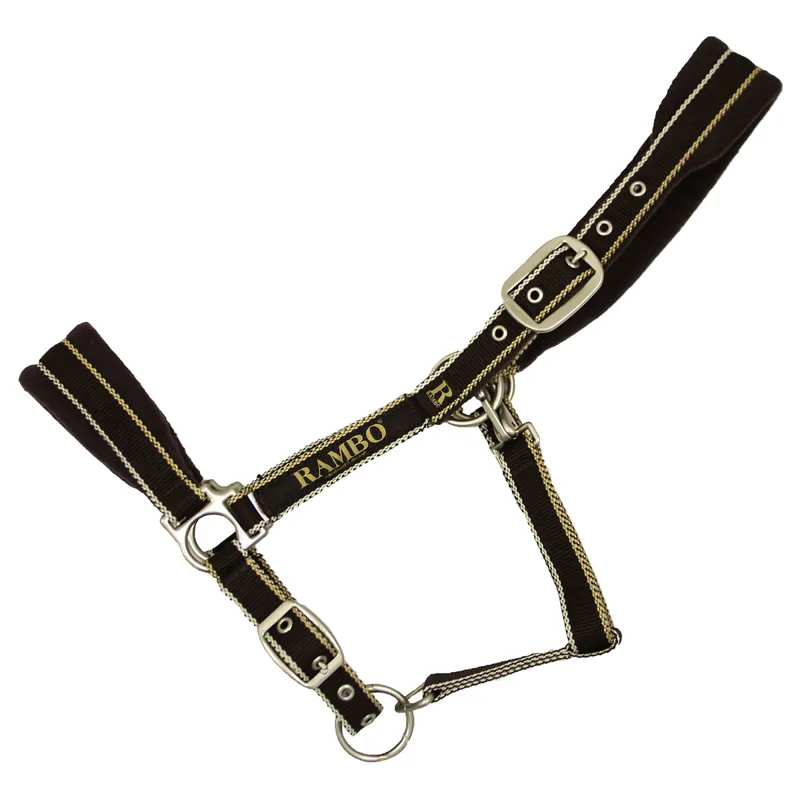 Rambo Padded Headcollar - Whitney Stripe Chocolate-1