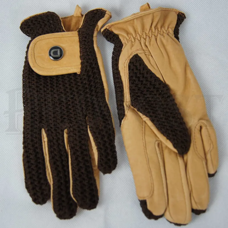 Dublin Crochet Riding Gloves - Natural/Brown