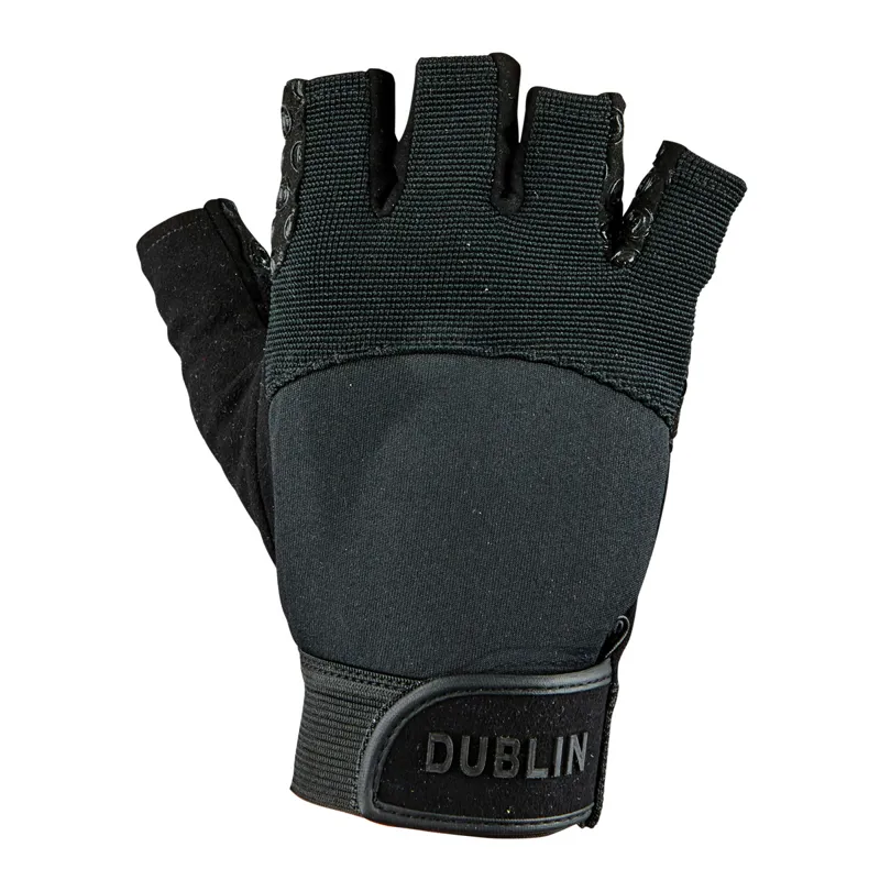 Dublin Fingerless Cross Country Adults Riding Gloves Black Redpost