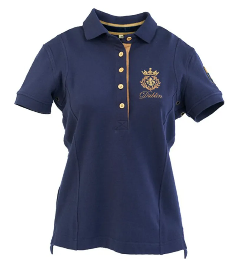 Dublin Elise Ladies Polo Shirt - Navy/Tan - Redpost Equestrian