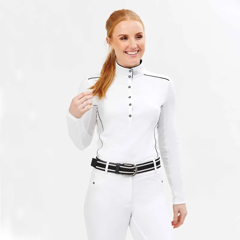 Dublin Sadie Ladies Long Sleeve Competition Shirt - White-1