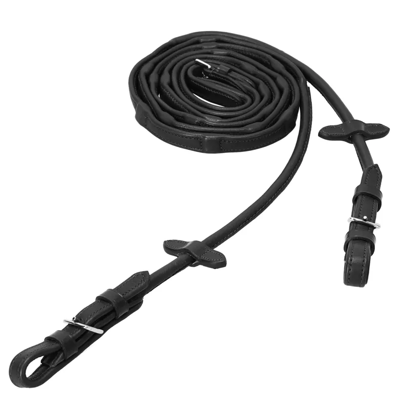 Schockemohle Dura Soft Rolled Reins - Black/Silver-1
