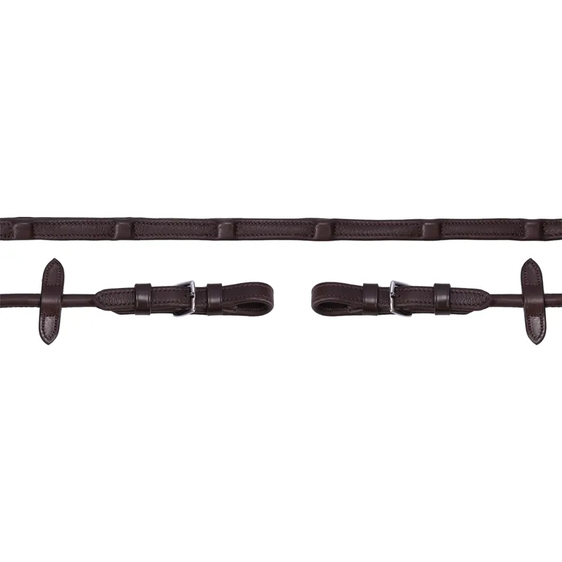 Schockemohle Dura Soft Rolled Reins - Brown/Silver