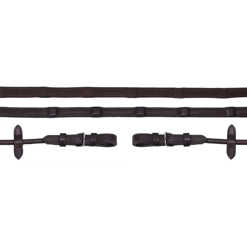 Schockemohle Dura Soft Rolled Grip Reins - Brown/Silver