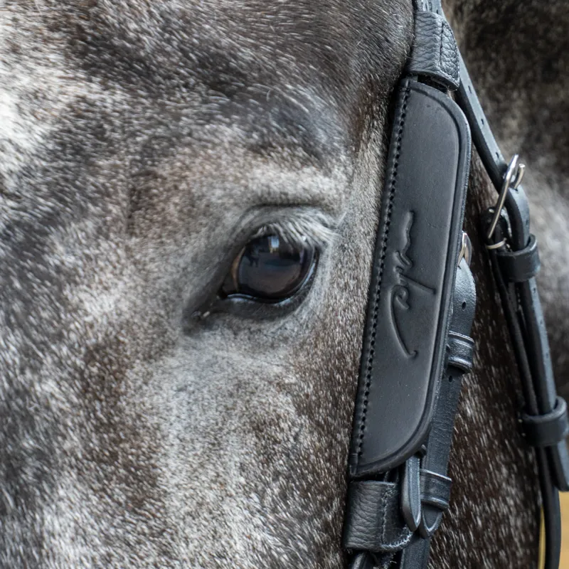 Dy'on Leather Bridle Blinkers - Black-1