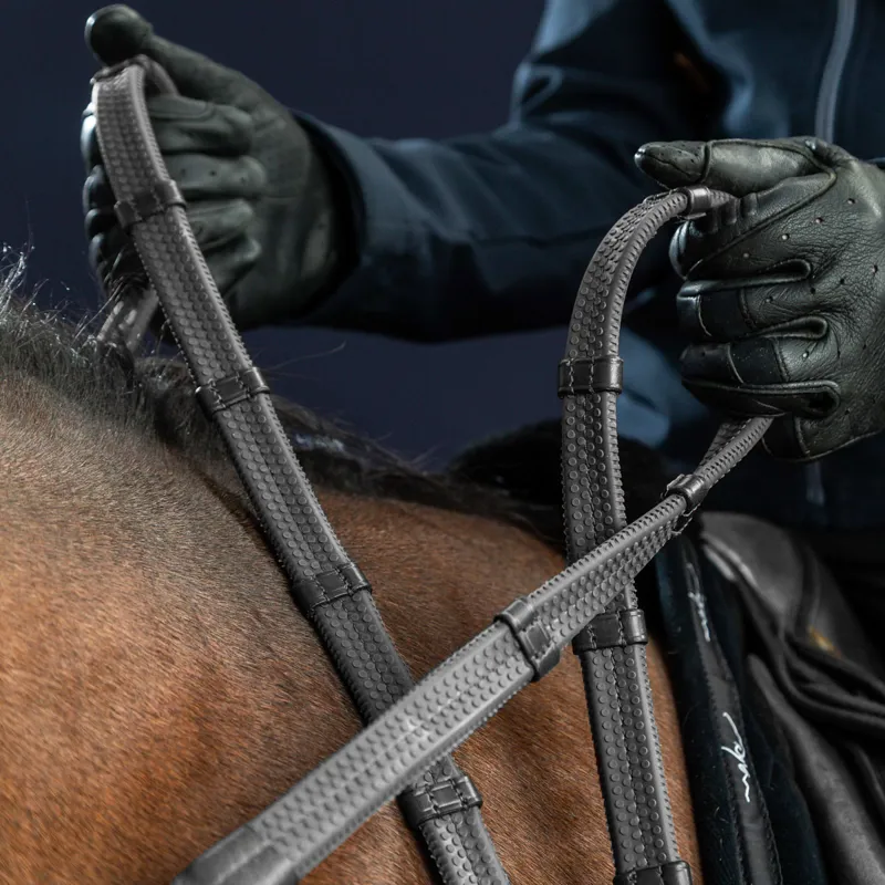 Dy'on D Collection 1/2in Rubber Reins with 7 Loops - Black-1