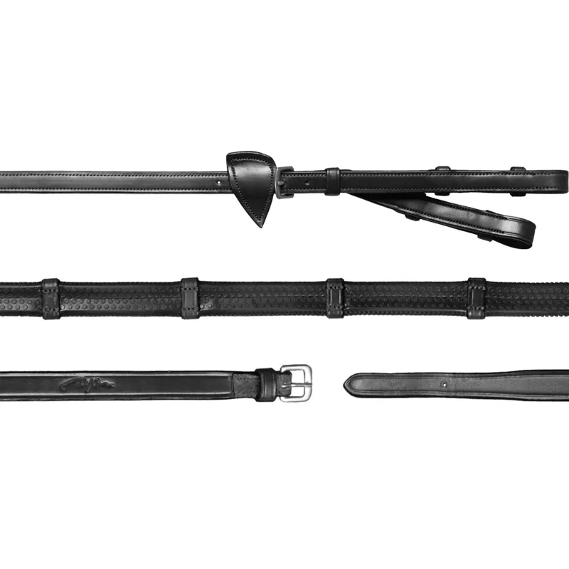 Dy'on New English Converter Rubber Reins with Loops - Black