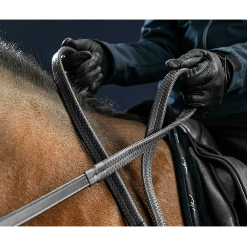 Dy'on New English Collection 1/2in Rubber Reins - Black-1