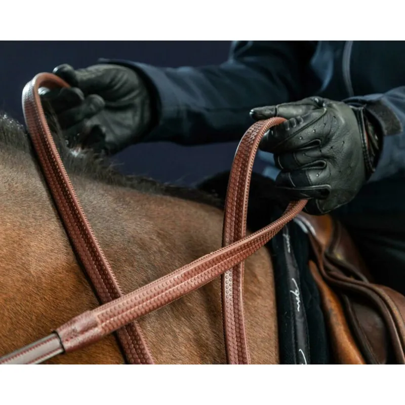 Dy'on New English Collection 1/2in Rubber Reins - Brown-1