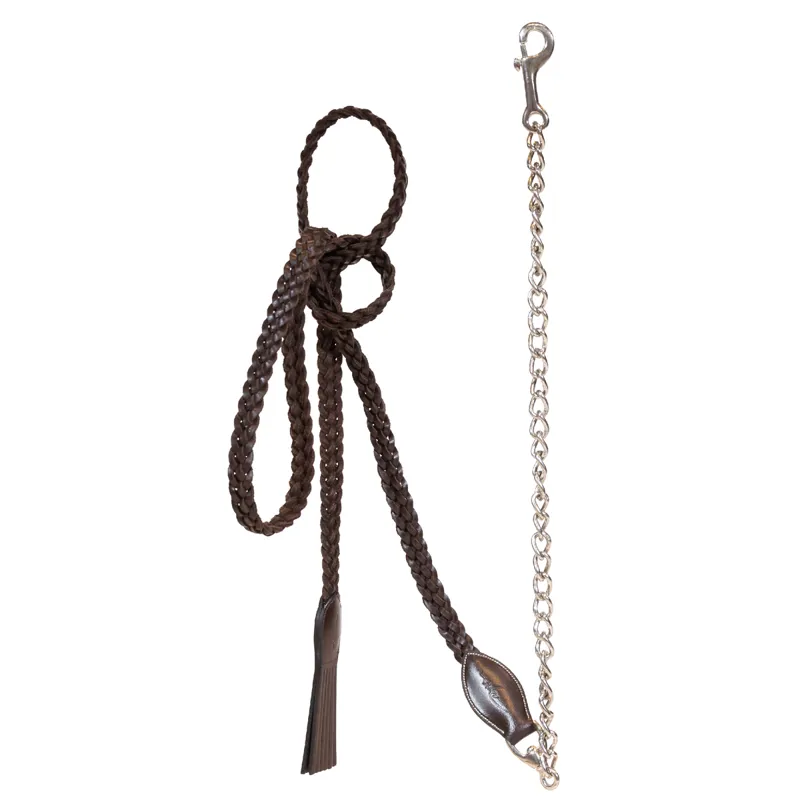 Dy'on Working Plaited Lead Rein with Chain - Brown-3