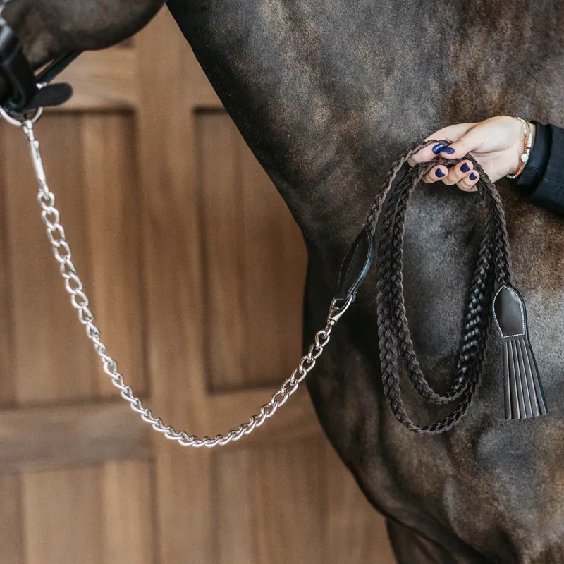Dy'on Working Plaited Lead Rein with Chain - Brown-2