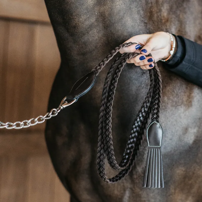 Dy'on Working Plaited Lead Rein with Chain - Brown-1
