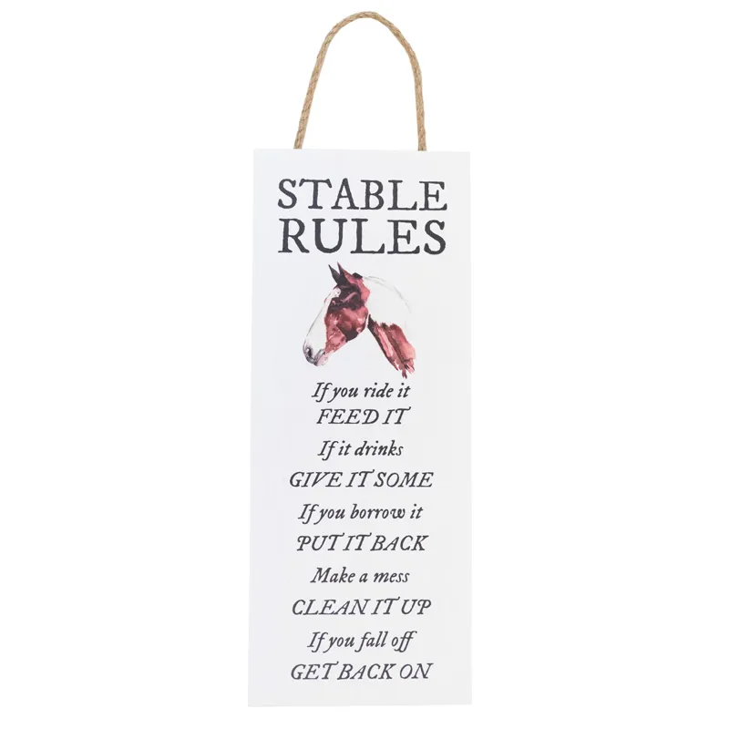 Meg Hawkins Wooden Plaque - Stable Rules