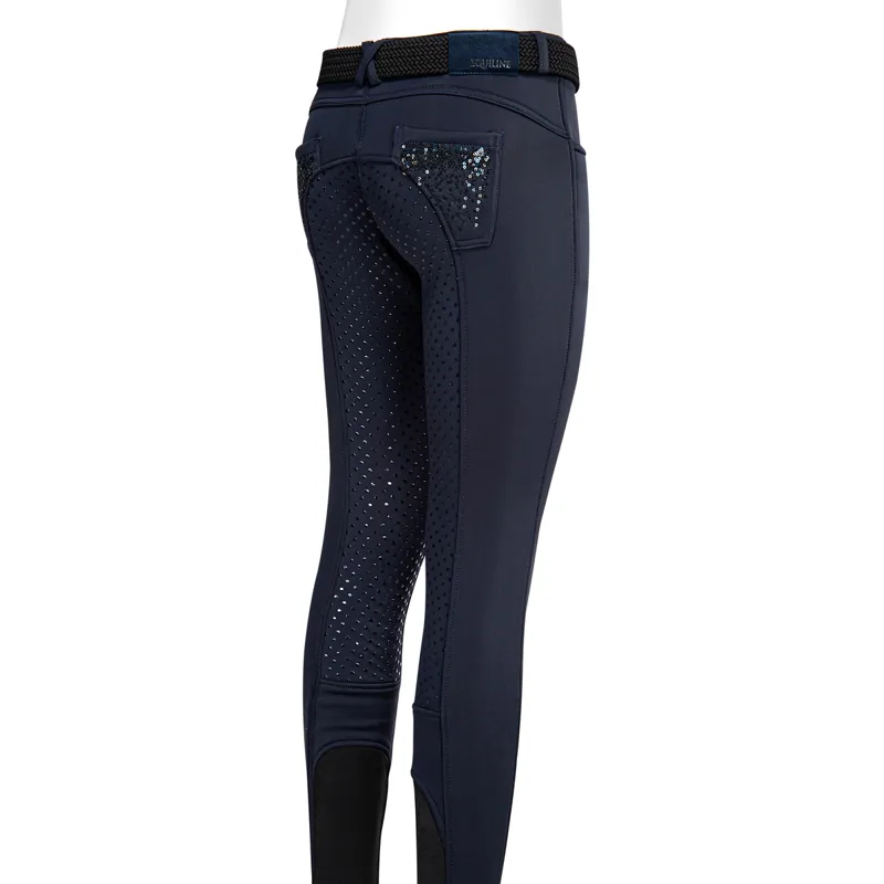 Equiline Ariel Full Grip Girls Softshell Breeches - Blue-1