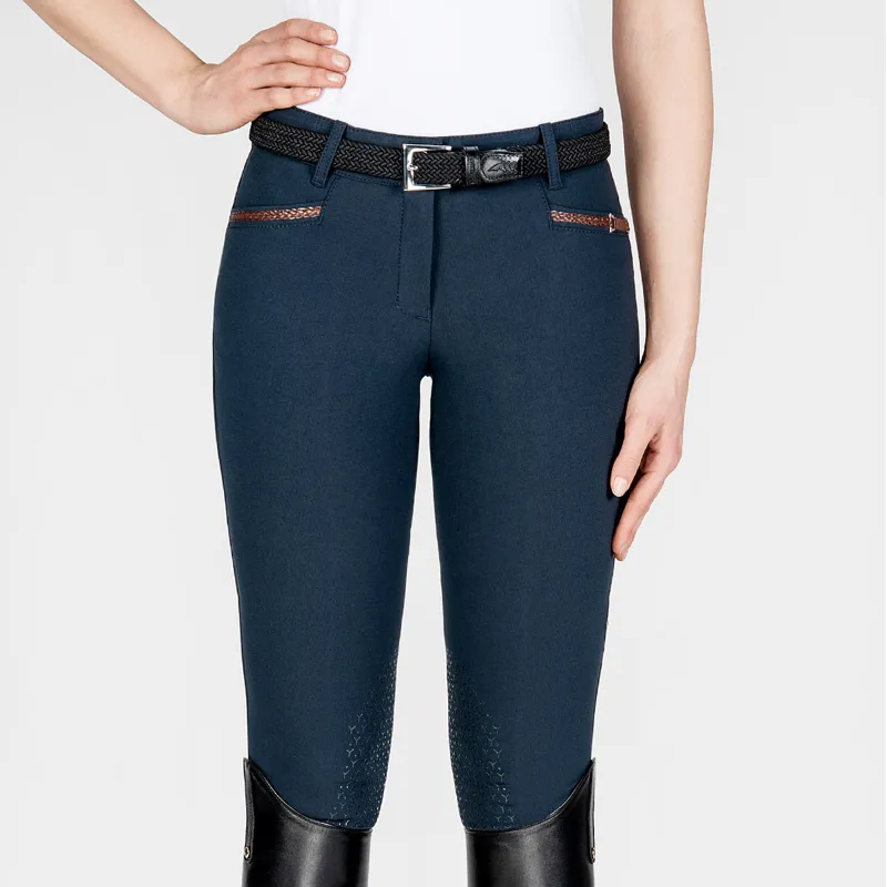 Equiline Geneva Knee Grip Ladies Breeches - Navy Blue-1
