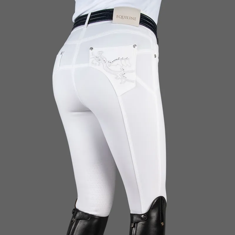 Equiline Olivia Knee Grip Ladies Competition Breeches - White