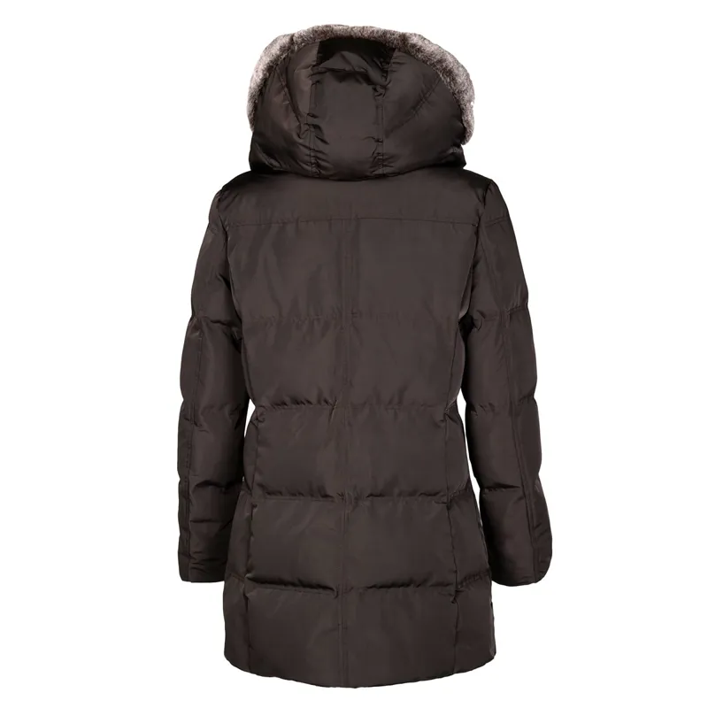 Equiline Blanca Ladies Long Parka Jacket - Brown-1