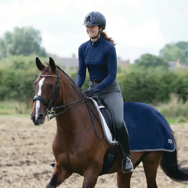 Equetech Fleece Lined Quarter Sheet - Navy-1