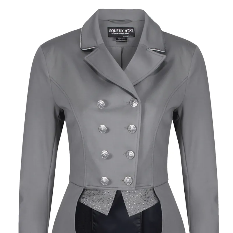 Equetech Jersey Deluxe Ladies Dressage Tailcoat Grey Redpost Equestrian