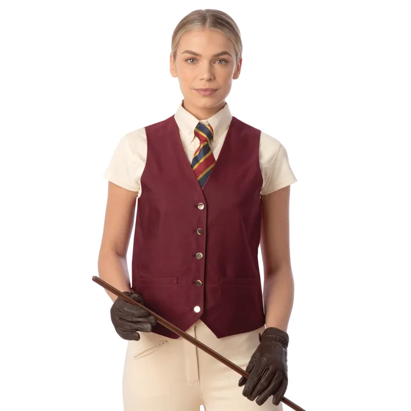 Equetech Jacquard Classic Ladies Show Waistcoat - Burgundy