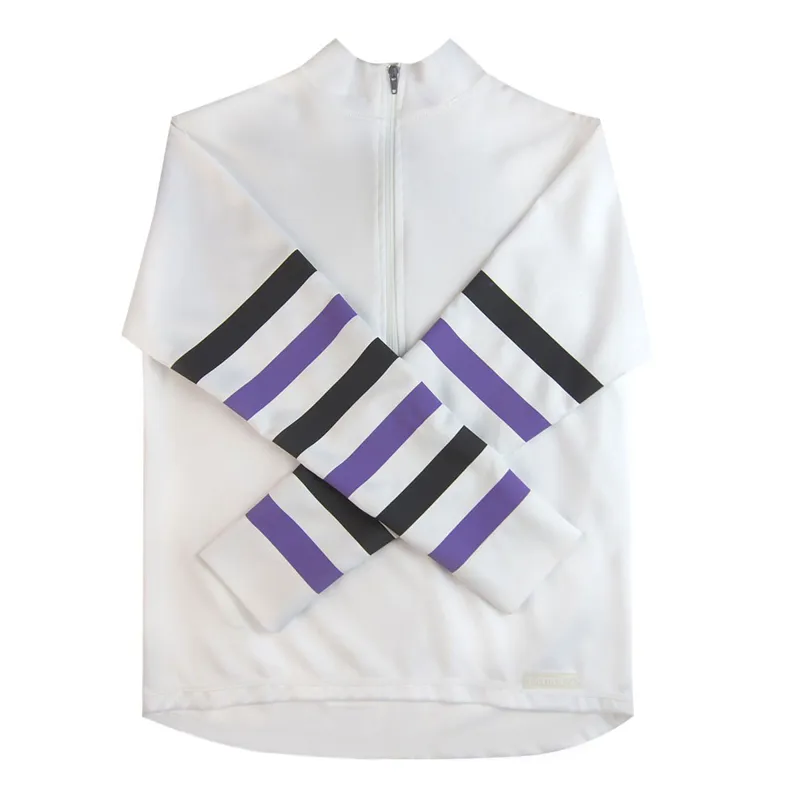Equetech Unisex Cross Country Shirt - White/Purple/Black Stripes