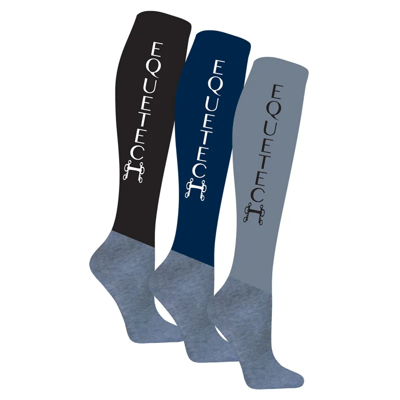 Equetech Performance Adults Riding Socks 3 Pack - Navy/Black/Grey