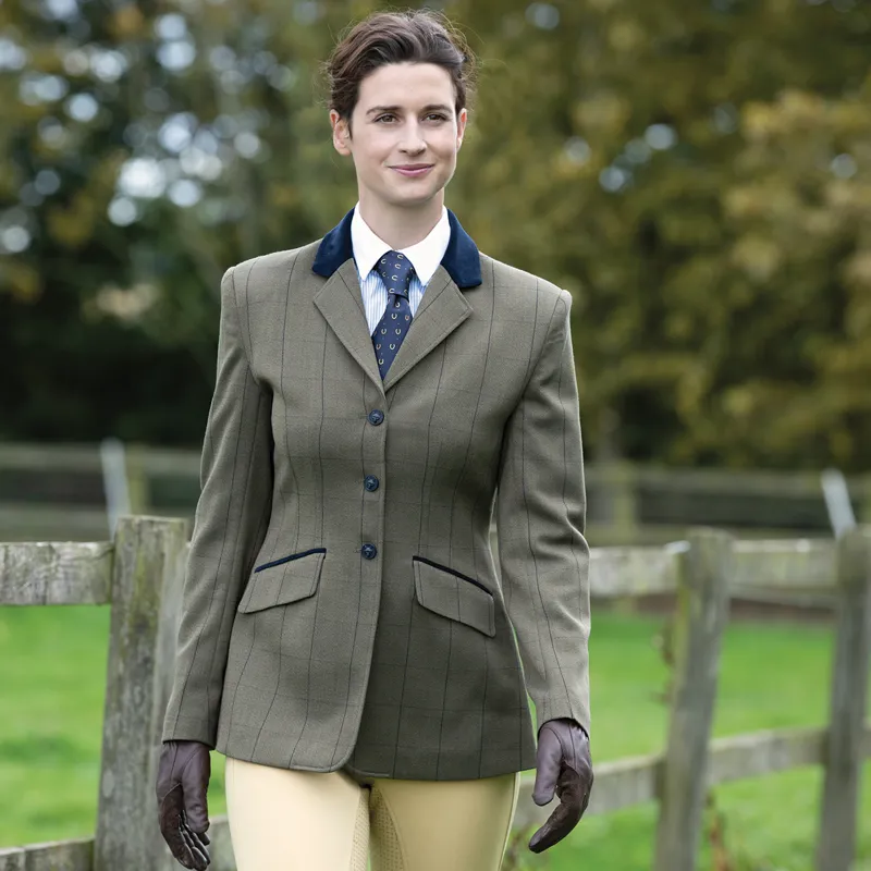 Equetech Bellingham Deluxe Stretch Womens Tweed Show Jacket - Green-3