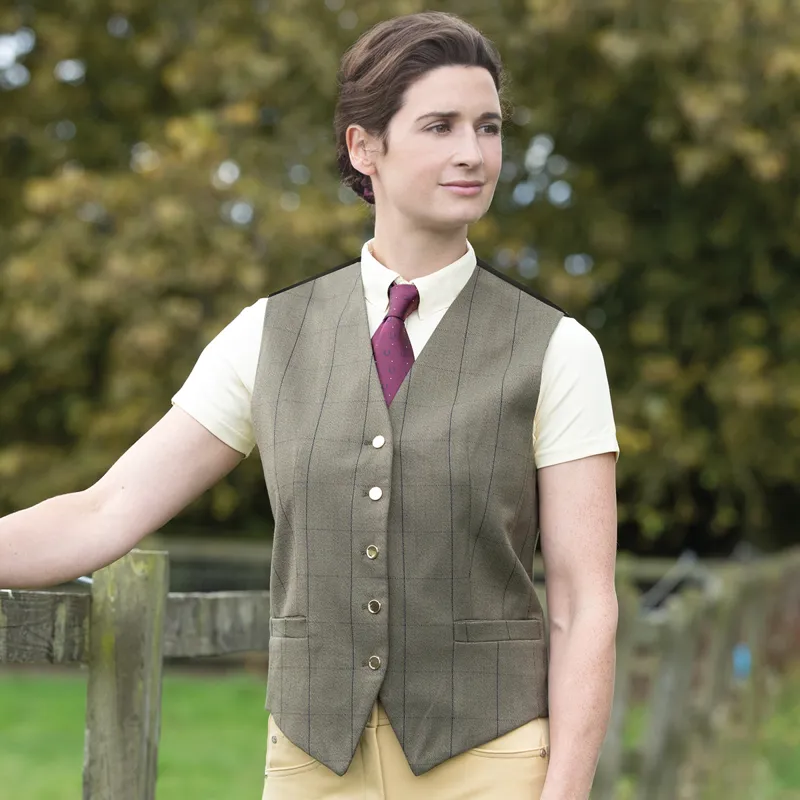 Equetech Bellingham Deluxe Tweed Show Waistcoat - Green-1