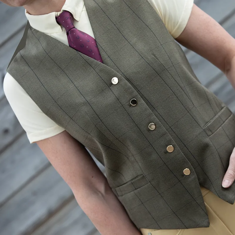 Equetech Bellingham Deluxe Tweed Show Waistcoat - Green-2