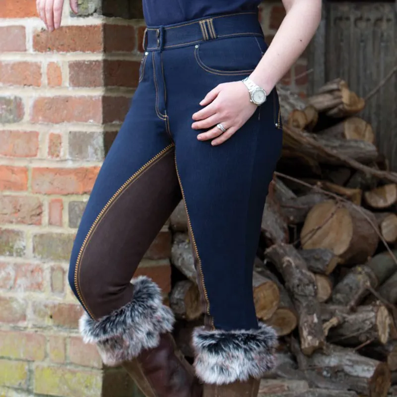 Equetech High Waist Denim Ladies Full Seat Breeches Navy