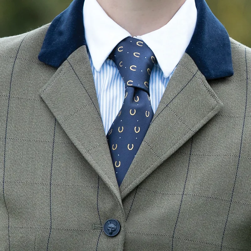 Equetech Horseshoe Adults Show Tie - Navy/Gold-1