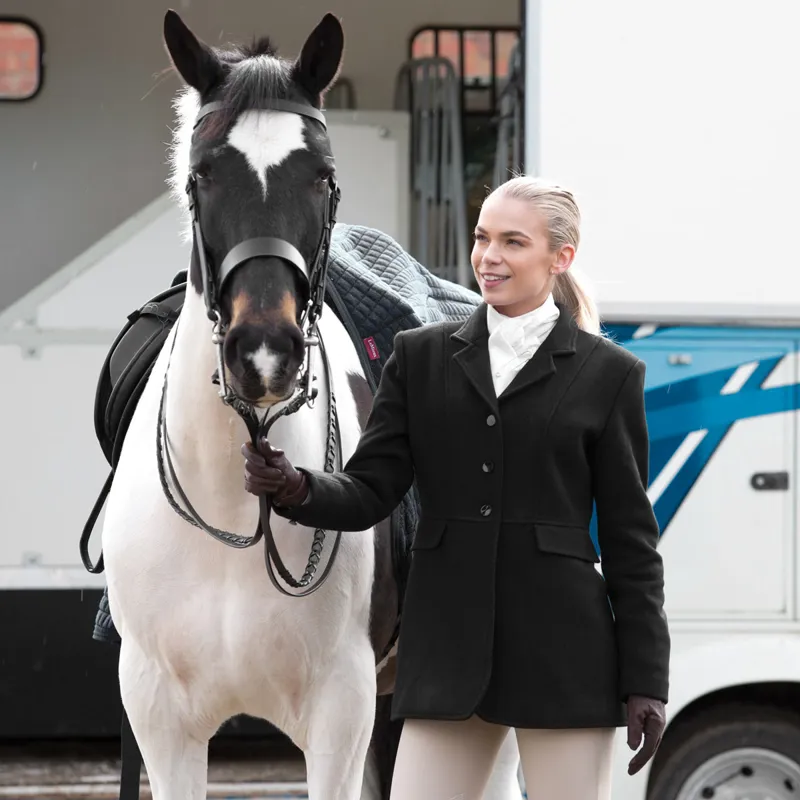 Equetech Hunt Wool Frock Ladies Coat - Black-7