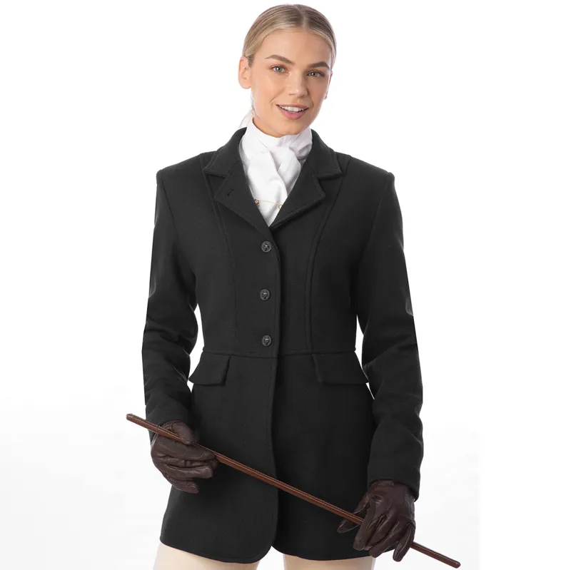 Equetech Hunt Wool Frock Ladies Coat - Black-2