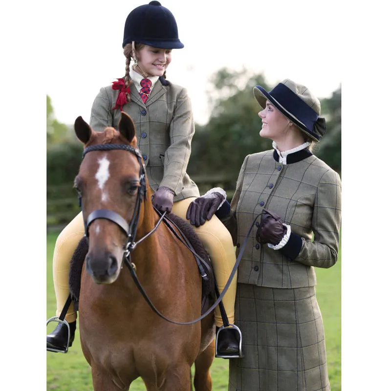 Equetech Kenton Deluxe Tweed Junior Riding Jacket - Green/Navy-1