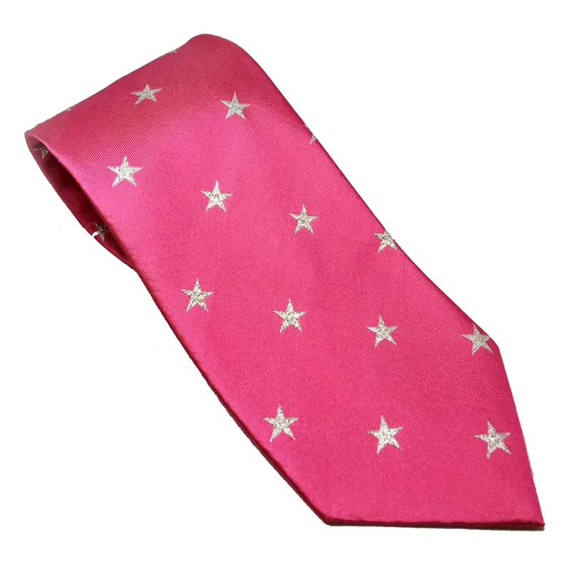 Equetech Stars Junior Show Tie - Fuchsia/Silver