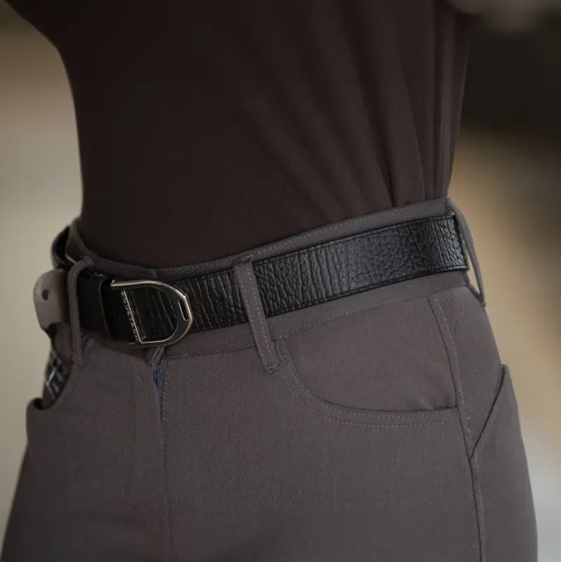 Equetech Stirrup Leather Belt - Black Texture/Silver-1